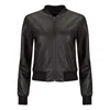 Boutique Kaotique Women's Jewelled Black Leather Bomber Jacket In Black