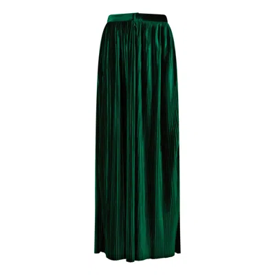 Boutique Kaotique Women's Loose Green High Waisted Velvet Trousers