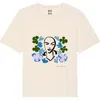 Boutique Kaotique Women's Neutrals Surrounded By Flowers Organic Cotton T-shirt. In Green