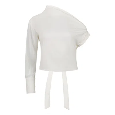 Boutique Kaotique Women's One The Shoulder White Shirt.