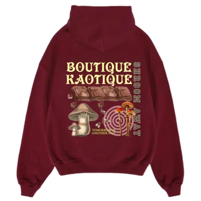 Boutique Kaotique Women's Red Shroom Away Burgundy Organic Cotton Hoodie