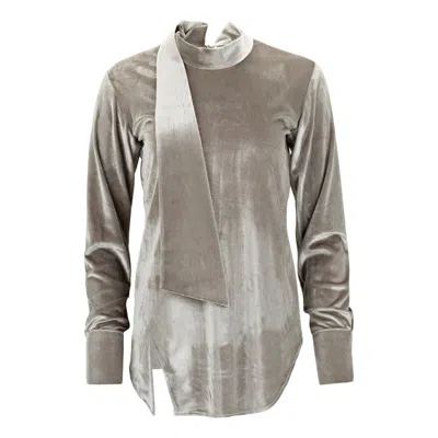 Boutique Kaotique Women's Silver Velvet Top