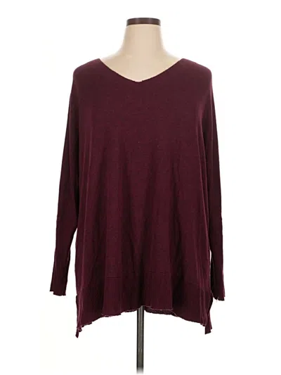Pre-owned Boutique Long Sleeve Top Burgundy V Neck Tops