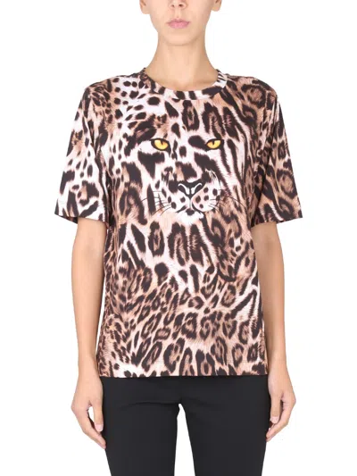 Boutique Moschino Animal Print T Shirt In Brown