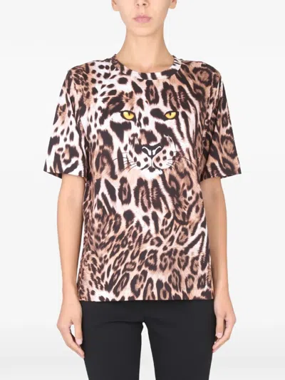 Boutique Moschino Animal Print T-shirt In Brown