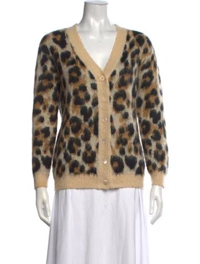 Pre-owned Boutique Moschino Animal Print V-neck Sweater In Neutrals