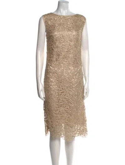 Pre-owned Boutique Moschino Bateau Neckline Midi Length Dress In Neutral