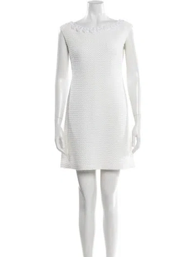 Pre-owned Boutique Moschino Bateau Neckline Mini Dress In White