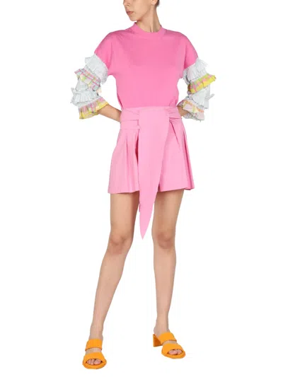 Boutique Moschino Belted Waist Shorts In Pink
