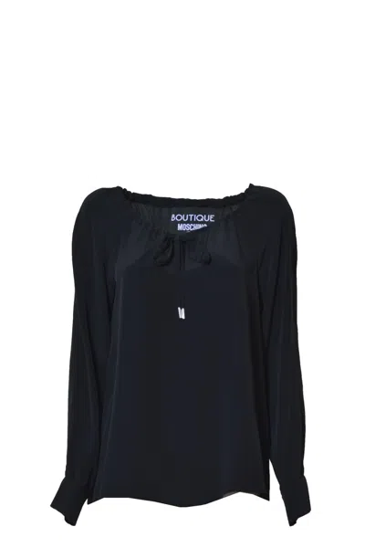 Boutique Moschino Black Crepe Blouse With Laces