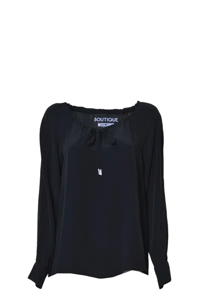 Boutique Moschino Black Crepe Blouse With Laces