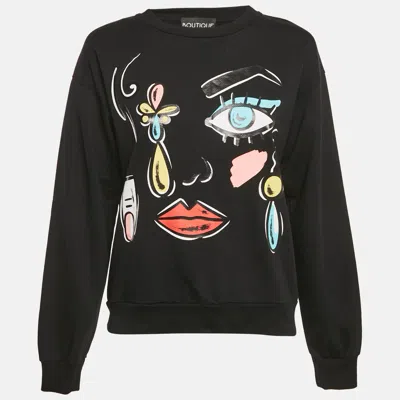 Pre-owned Boutique Moschino Black Printed Cotton Knit Sweatshirt S