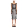Boutique Moschino Boucle Metallic Sheath Dress In Silver In Silver
