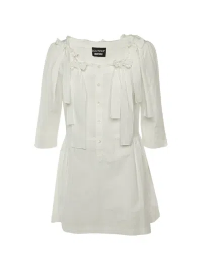 Pre-owned Boutique Moschino Bow-detail Blouse In White