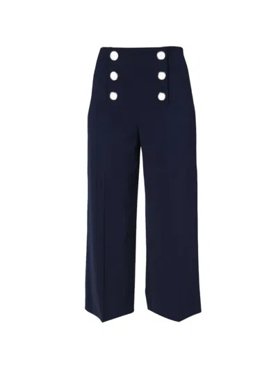 Boutique Moschino Button Wide Leg Trousers In Blue