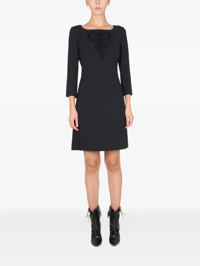 Boutique Moschino Chic Cady Dress With Concealed Back Zipper In Black