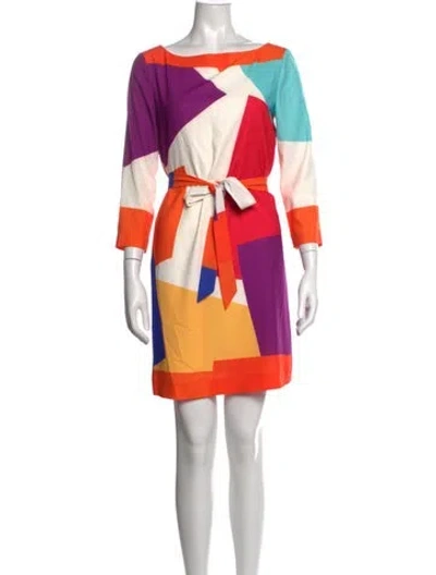 Pre-owned Boutique Moschino Colorblock Pattern Mini Dress In Orange