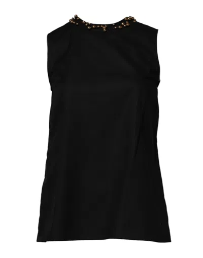 Pre-owned Boutique Moschino Cotton Sleeveless Women Tank Women's T-shirt () In Black
