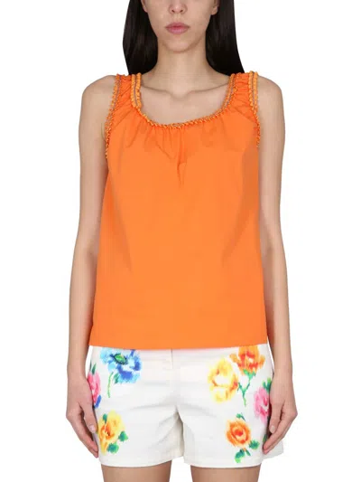 Boutique Moschino Sleeveless Top In Orange