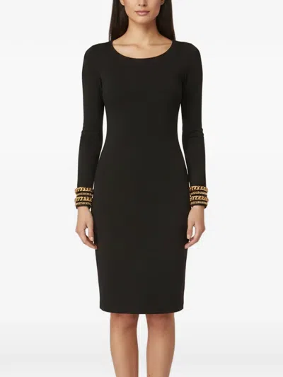 Pre-owned Boutique Moschino Crepe Chain-link Dress In Black