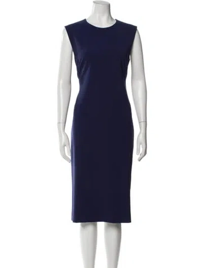 Pre-owned Boutique Moschino Crew Neck Midi Length Dress In Blue