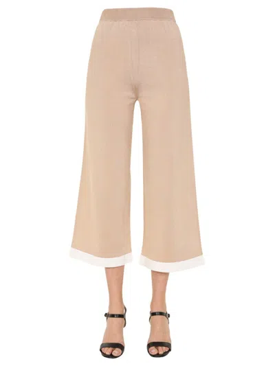 Boutique Moschino Cropped Wide Leg Trousers In Beige