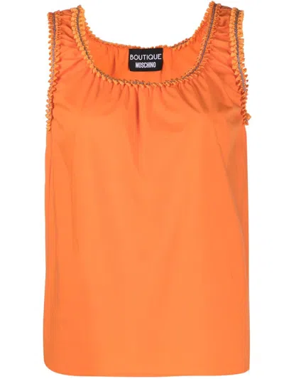 Boutique Moschino Embellished-trim Tank Top In Orange