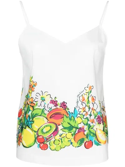 Boutique Moschino Flower And Fruit Print Top In Multicolour