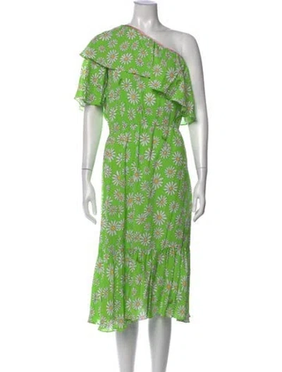 Pre-owned Boutique Moschino Floral Print Midi Length Dress In Green