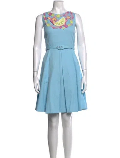 Pre-owned Boutique Moschino Floral Print Mini Dress In Blue