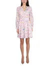 Boutique Moschino Floral-print Long-sleeved Mini Dress In Pink