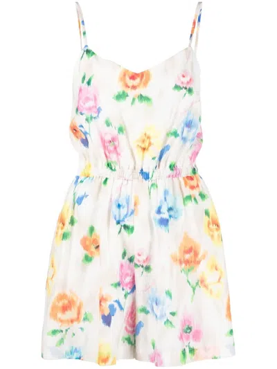 Boutique Moschino Floral-print Sleeveless Mini Dress In White