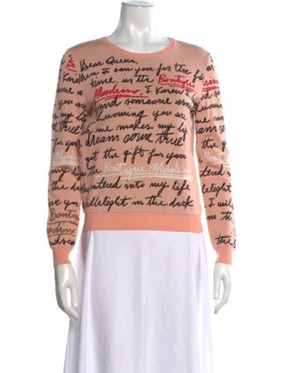 Pre-owned Boutique Moschino Graphic Print Crew Neck Sweater In Neutrals