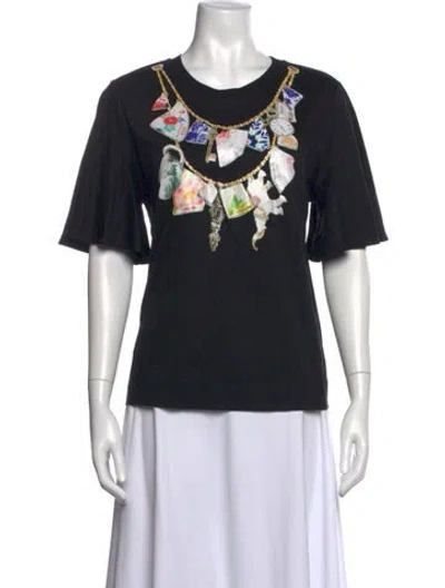 Pre-owned Boutique Moschino Graphic Print Crew Neck T-shirt In Black