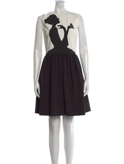 Pre-owned Boutique Moschino Graphic Print Knee-length Dress In Black