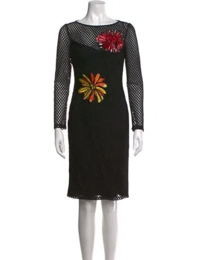 Pre-owned Boutique Moschino Graphic Print Knee-length Dress In Black