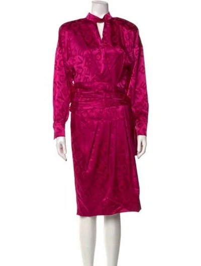 Pre-owned Boutique Moschino Graphic Print Knee-length Dress In Pink