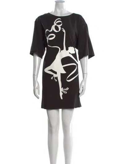 Pre-owned Boutique Moschino Graphic Print Mini Dress In Black