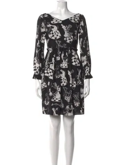 Pre-owned Boutique Moschino Graphic Print Mini Dress In Black