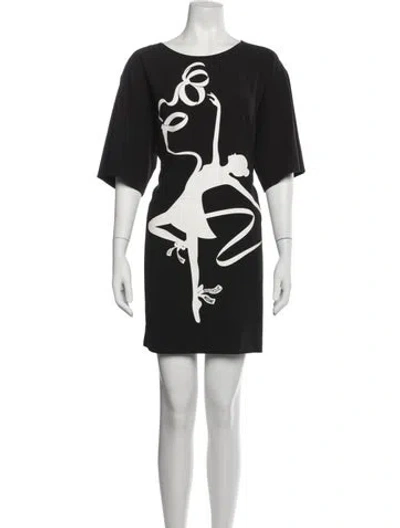 Pre-owned Boutique Moschino Graphic Print Mini Dress In Black