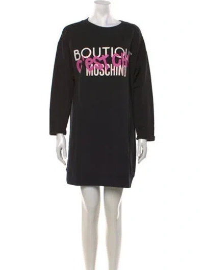 Pre-owned Boutique Moschino Graphic Print Mini Dress In Black