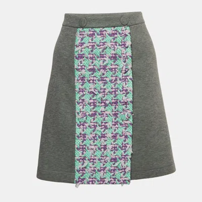 Boutique Moschino Grey Modal And Cotton Tweed Detail Mini Skirt In Gray