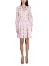 Boutique Moschino Floral-print Long-sleeved Mini Dress In Pink
