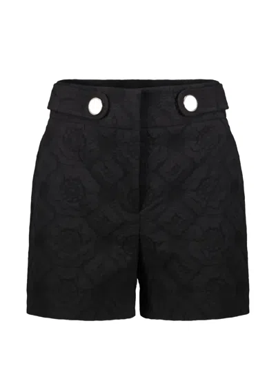 Boutique Moschino Jacquard-patterned Decorative-button Shorts In Black