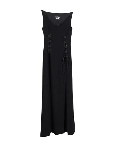 Boutique Moschino Lace-up Maxi Dress In Black Triacetate