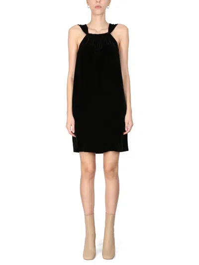 Boutique Moschino Square Neckline Trapeze Mini Dress In Black