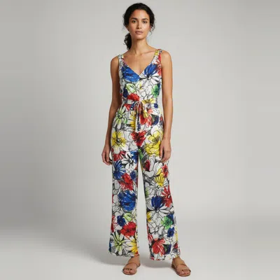 Pre-owned Boutique Moschino Multicolor Floral Print Satin Belted Jumpsuit M