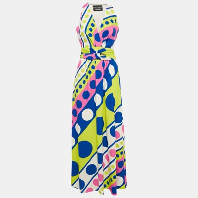 Pre-owned Boutique Moschino Multicolor Geometric Print Jersey Sleeveless Maxi Dress S
