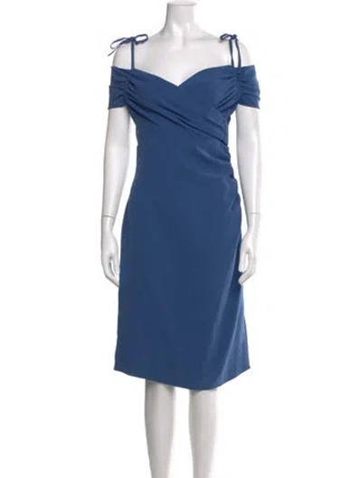 Pre-owned Boutique Moschino Off-the-shoulder Midi Length Dress W/ Tags In Blue