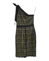 Boutique Moschino One-shoulder Macrame Lace Dress In Black Polyester In Black